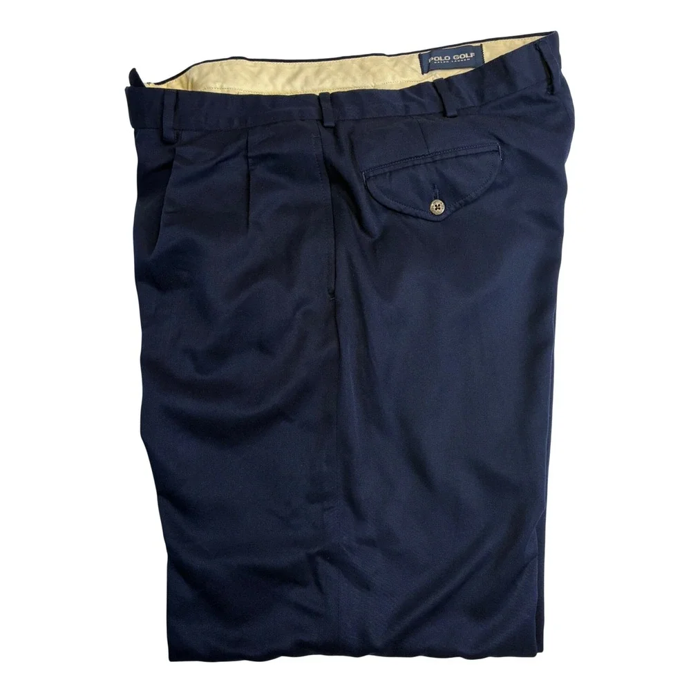 Polo Golf Ralph Lauren Pants Mens‎ 34 Navy Blue Pleated Trousers Golfing